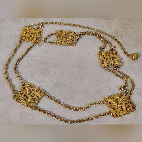 Vintage Modernist Brutalist Plate Chain Belt - Picture 10 of 11